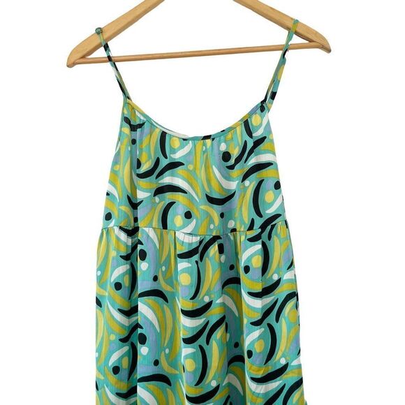 SFERA Basics Green Swirling Pattern Spaghetti Straps Max Sun Dress - Picture 2 of 7